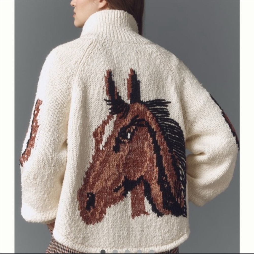 Anthropologie Pilcro Western Horse Graphic Cardigan Sweater
